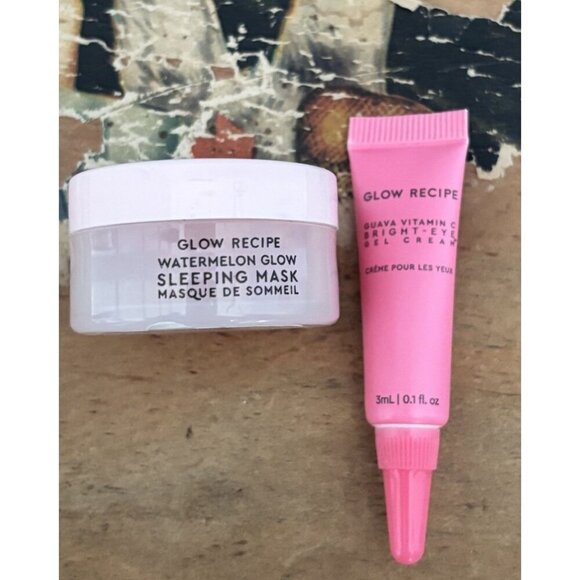 Glow Recipe Guava Vitamin C Eye Gel Cream 3ml-Watermelon Sleep Mask-Travel -New - Picture 1 of 3